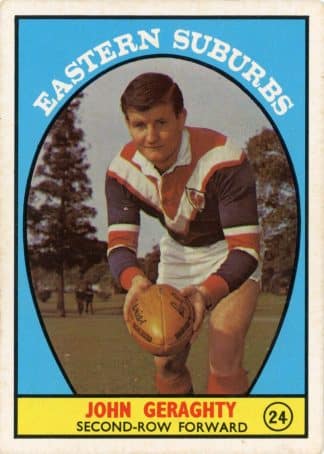 1968 Series 1 Common Card - Base 24 John Geraghty Eastern Suburbs Roosters