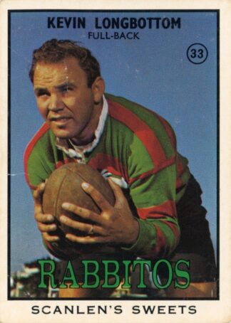 1968 Series 2 Common Card - Base 33 Kevin Longbottom South Sydney Rabbitohs