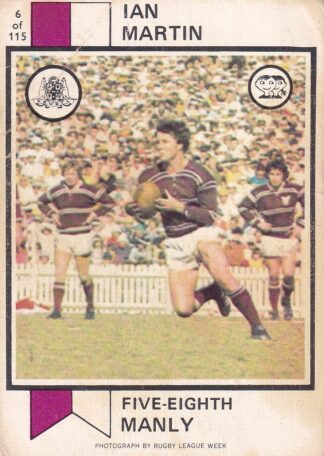 1974 Scanlens Common Card - Base 006 Ian Martin Manly Sea Eagles