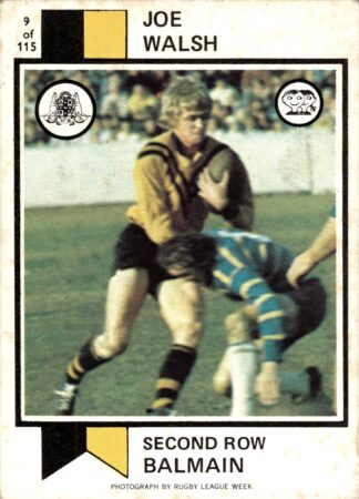 1974 Scanlens Common Card - Base 009 Joe Walsh Balmain Tigers