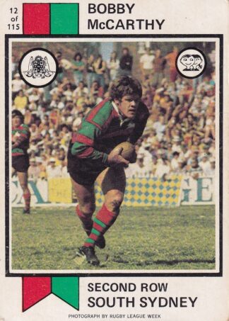 1974 Scanlens Common Card - Base 012 Bobby McCarthy South Sydney Rabbitohs