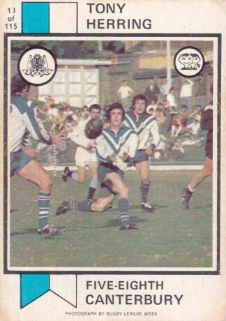 1974 Scanlens Common Card - Base 013 Tony Herring Canterbury Berries