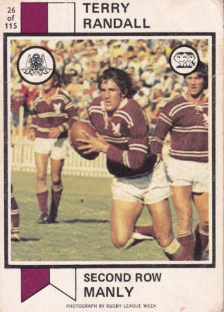 1974 Scanlens Common Card - Base 026 Terry Randall Manly Sea Eagles