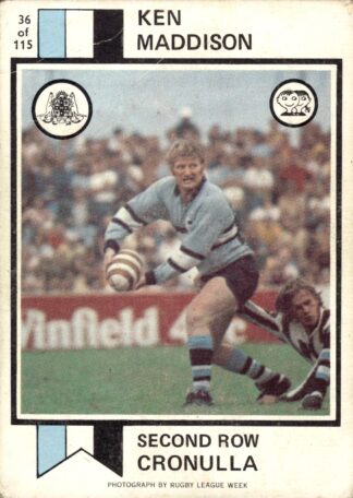 1974 Scanlens Common Card - Base 036 Ken Maddison Cronulla Sharks