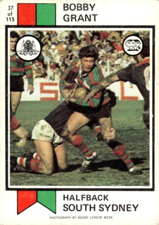 1974 Scanlens Common Card - Base 037 Bobby Grant South Sydney Rabbitohs
