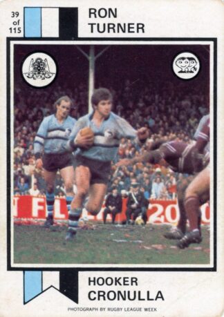 1974 Scanlens Common Card - Base 039 Ron Turner Cronulla Sharks