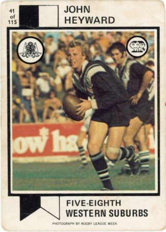 1974 Scanlens Common Card - Base 041 John Heyward Western Suburbs Magpies