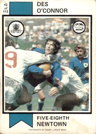 1974 Scanlens Common Card - Base 042 Des O'Connor Newtown Jets