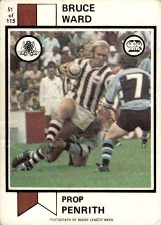 1974 Scanlens Common Card - Base 051 Bruce Ward Penrith Panthers