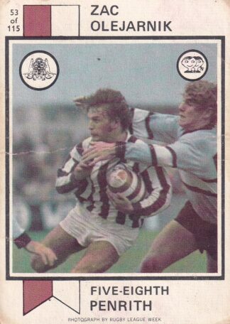 1974 Scanlens Common Card - Base 053 Zac Olejarnik Penrith Panthers