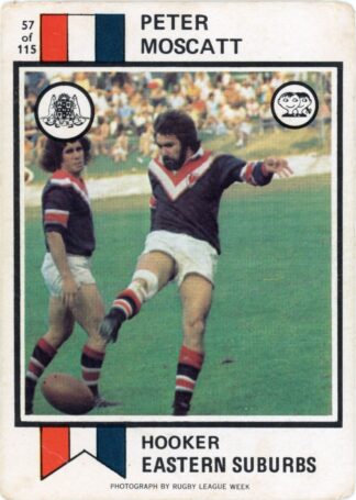 1974 Scanlens Common Card - Base 057 Peter Moscatt Eastern Suburbs Roosters