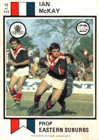 1974 Scanlens Common Card - Base 058 Ian McKay Eastern Suburbs Roosters