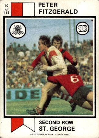 1974 Scanlens Common Card - Base 070 Peter Fitzgerald St George Dragons