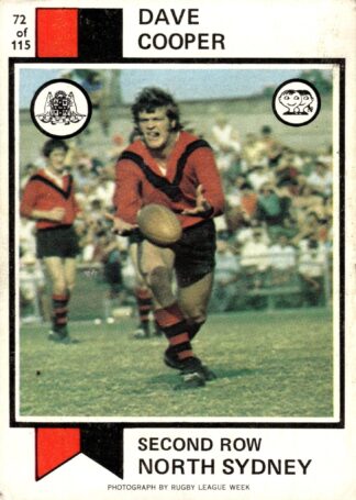 1974 Scanlens Common Card - Base 072 Dave Cooper North Sydney Bears