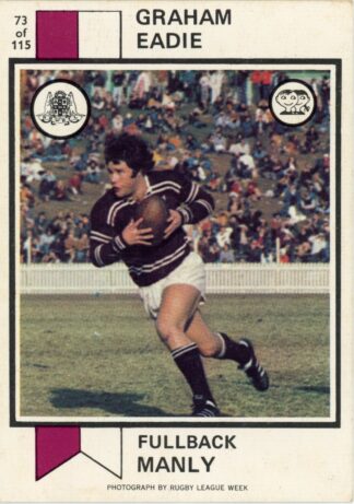 1974 Scanlens Common Card - Base 073 Graham Eadie Manly Sea Eagles