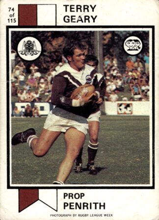 1974 Scanlens Common Card - Base 074 Terry Geary Penrith Panthers