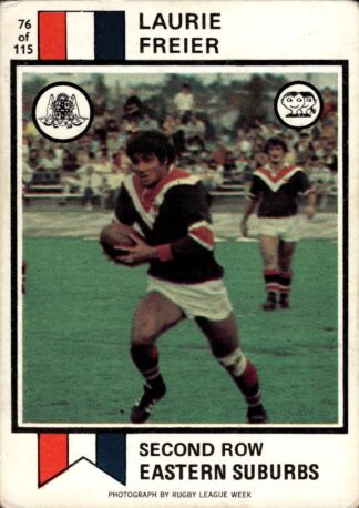 1974 Scanlens Common Card - Base 076 Laurie Freier Eastern Suburbs Roosters
