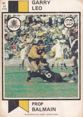 1974 Scanlens Common Card - Base 081 Garry Leo Balmain Tigers