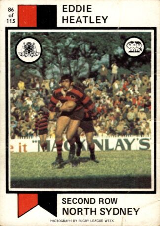 1974 Scanlens Common Card - Base 086 Eddie Heatley North Sydney Bears