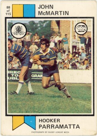 1974 Scanlens Common Card - Base 088 John McMartin Parramatta Eels