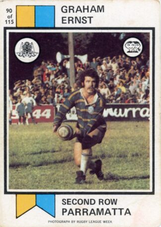 1974 Scanlens Common Card - Base 090 Graham Ernst Parramatta Eels