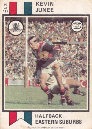 1974 Scanlens Common Card - Base 093 Kevin Junee Eastern Suburbs Roosters