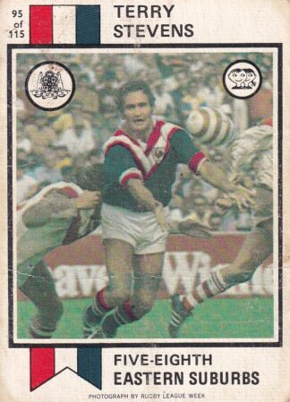 1974 Scanlens Common Card - Base 095 Terry Stevens Eastern Suburbs Roosters