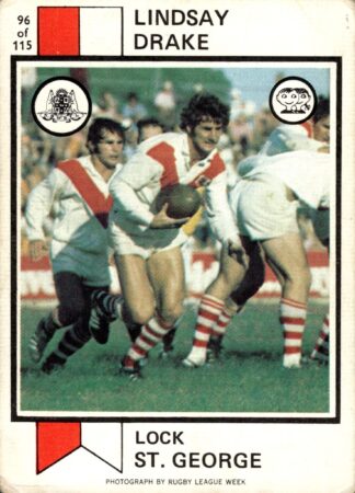 1974 Scanlens Common Card - Base 096 Lindsay Drake St George Dragons