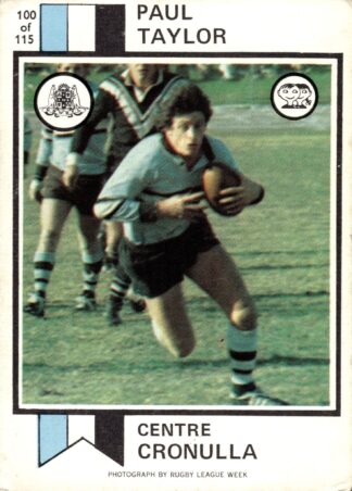 1974 Scanlens Common Card - Base 100 Paul Taylor Cronulla Sharks