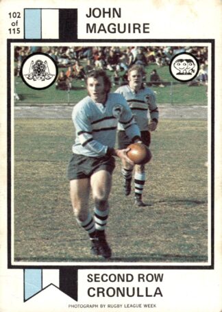 1974 Scanlens Common Card - Base 102 John Maguire Cronulla Sharks