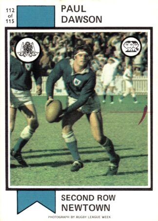 1974 Scanlens Common Card - Base 112 Paul Dawson Newtown Jets