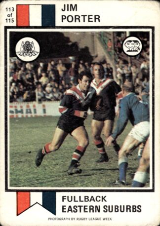 1974 Scanlens Common Card - Base 113 Jim Porter Eastern Suburbs Roosters