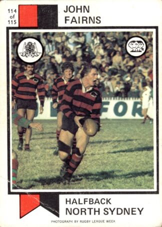 1974 Scanlens Common Card - Base 114 John Fairns North Sydney Bears