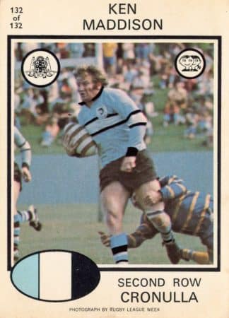 1975 Scanlens Common Card - Base 132 Ken Maddison Cronulla Sharks