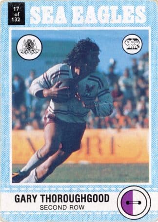 1977 Scanlens Common Card - Base 017 Gary Thoroughgood Manly Sea Eagles