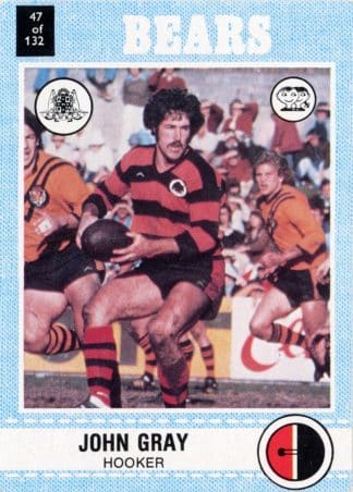 1977 Scanlens Common Card - Base 047 John Gray North Sydney Bears