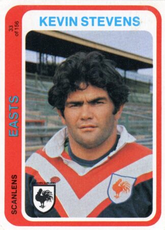 1979 Scanlens Common Card - Base 033 Kevin Stevens Eastern Suburbs Roosters