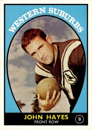 1968 Series 1 Common Card - Base 09 John Hayes Western Suburbs Magpies