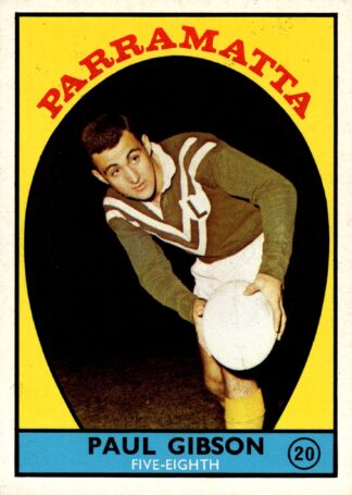 1968 Series 1 Common Card - Base 20 Paul Gibson Parramatta Eels