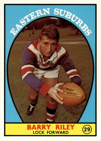 1968 Series 1 Common Card - Base 29 Barry Riley Eastern Suburbs Roosters