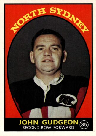 1968 Series 1 Common Card - Base 35 John Gudgeon North Sydney Bears