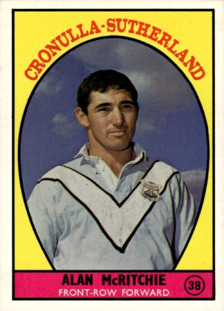 1968 Series 1 Common Card - Base 38 Alan McRitchie Cronulla Sharks
