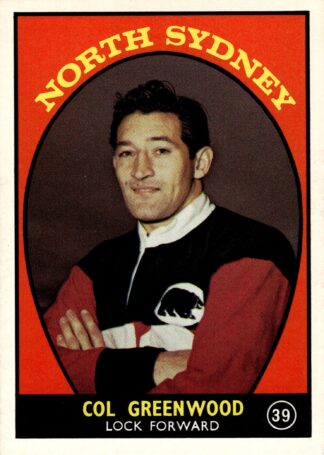1968 Series 1 Common Card - Base 39 Col Greenwood North Sydney Bears