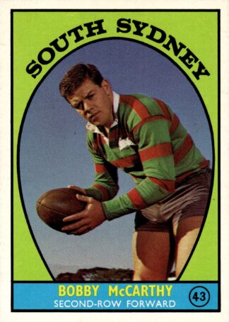 1968 Series 1 Common Card - Base 43 Bobby McCarthy South Sydney Rabbitohs