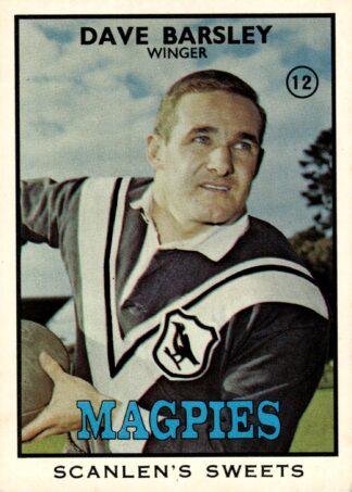 1968 Series 2 Common Card - Base 12 Dave Barsley Western Suburbs Magpies