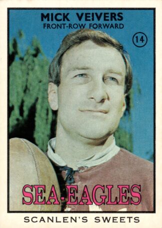 1968 Series 2 Common Card - Base 14 Mick Veivers Manly Sea Eagles