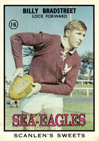 1968 Series 2 Common Card - Base 16 Billy Bradstreet Manly Sea Eagles