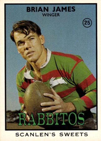 1968 Series 2 Common Card - Base 25 Brian James South Sydney Rabbitohs