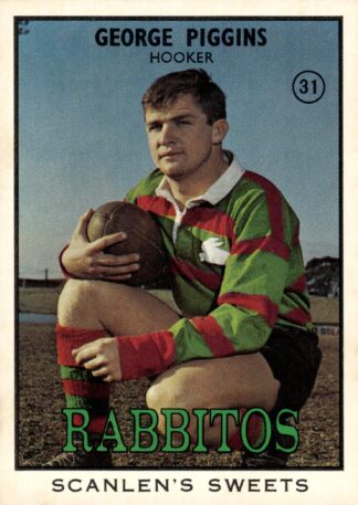 1968 Series 2 Common Card - Base 31 George Piggins South Sydney Rabbitohs