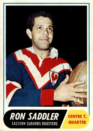 1969 Scanlens Common Card - Base 04 Ron Saddler Eastern Suburbs Roosters